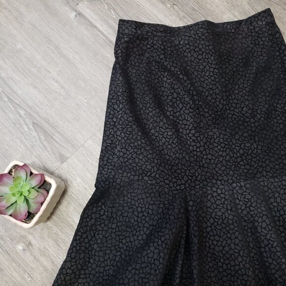 Vintage * Neto Black on Black Print Leather Skirt - Picture 4 of 11